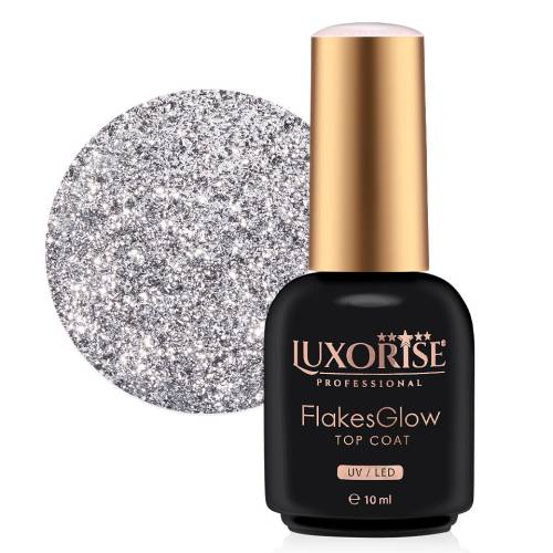 Top Coat LUXORISE - FlakesGlow Silvery Spell 10ml