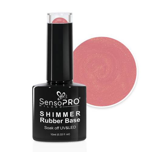 Shimmer Rubber Base SensoPRO Milano - #13 Musical Rose Shimmer Gold - 10ml