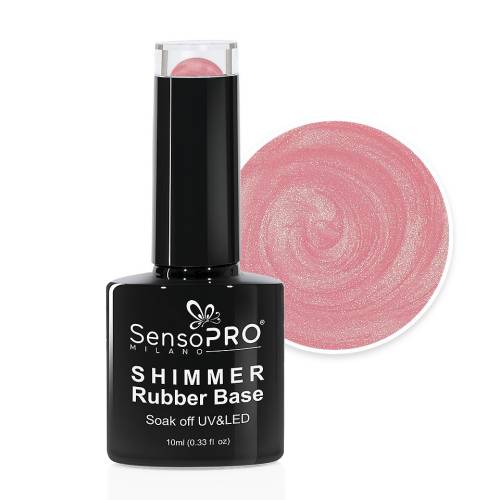 Shimmer Rubber Base SensoPRO Milano - #15 Musical Rose Shimmer Green - 10ml